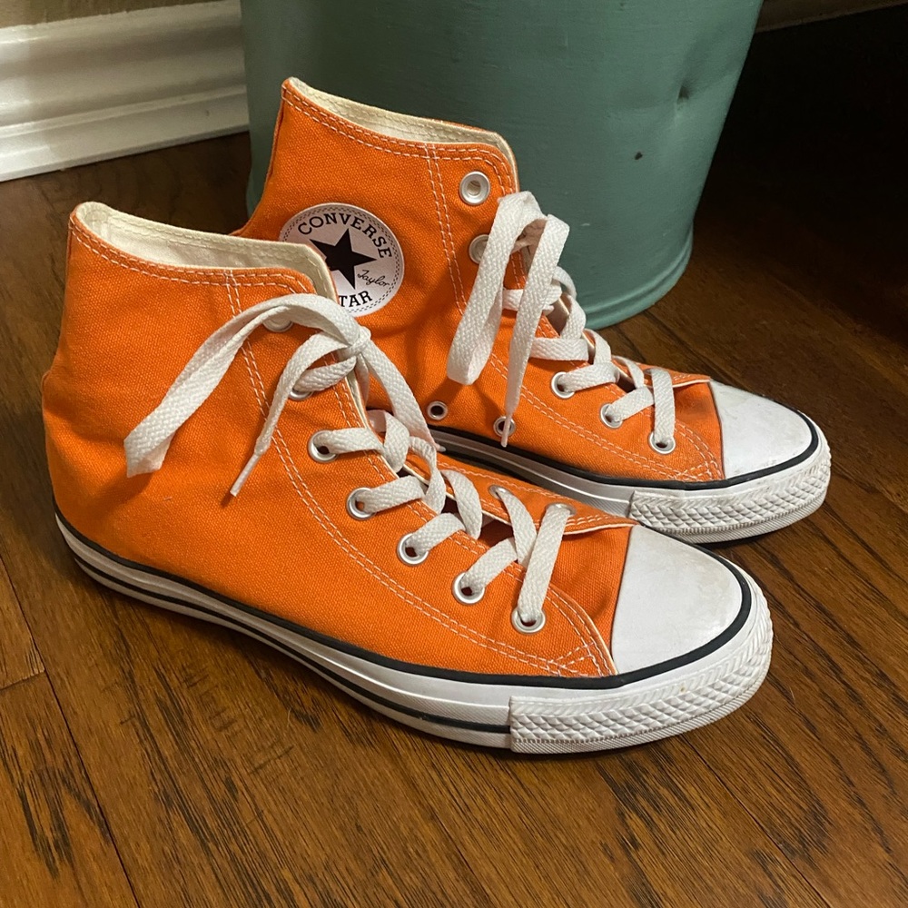 Orange High Top Converse Size 8